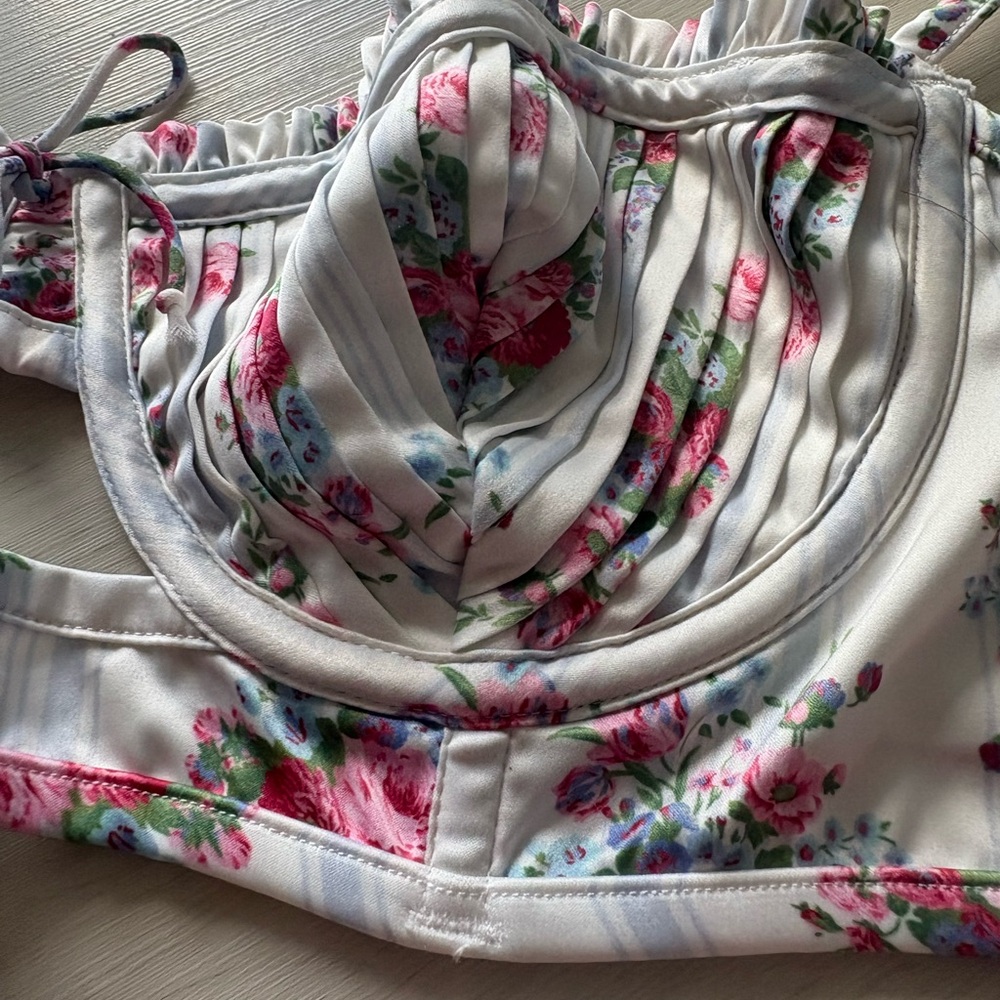 NWT For love and lemons floral strappy white bra size M - Picture 5 of 7